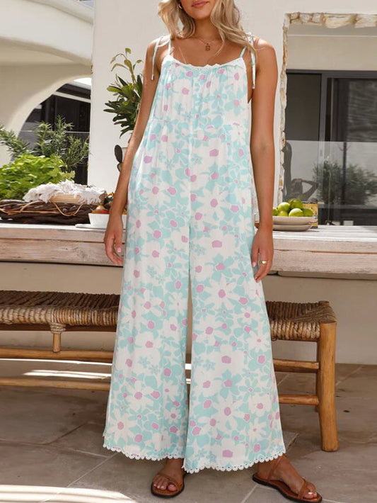 Beatrice - Farverige Jumpsuit med Blomsterprint og Snøre til Dame | Ideel til sommer