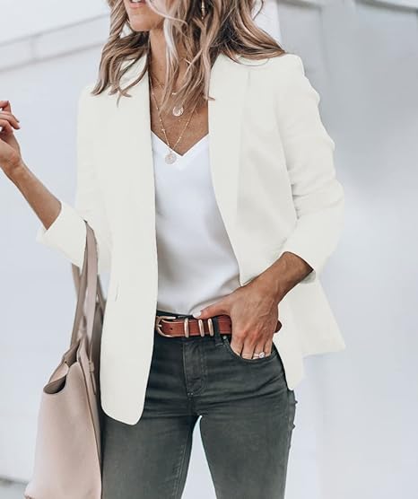 Jane - Smart Casual Blazer i Ensfarvet Design med Lommer til Dame | Ideel til afslappede dage