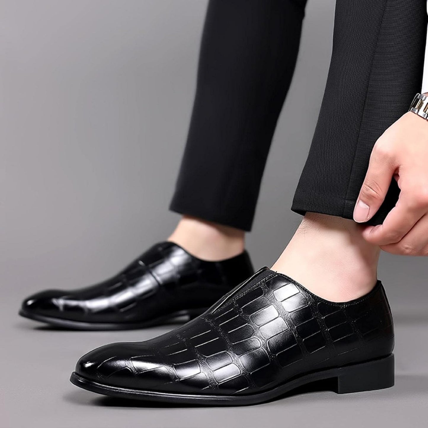 John - Vegan Læder Loafer Slip On med Tekstureret Design til Herre | Ideel til afslappede dage