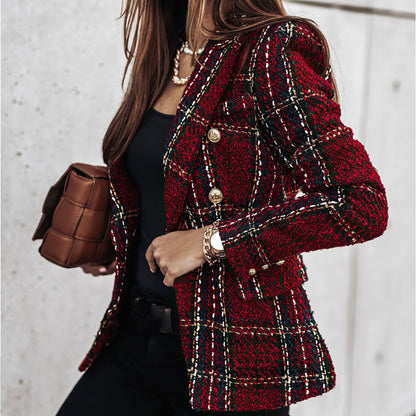 Trina - Smart Casual Tweed Blazer med Knapper og Lommer til Dame | Ideel til afslappede dage