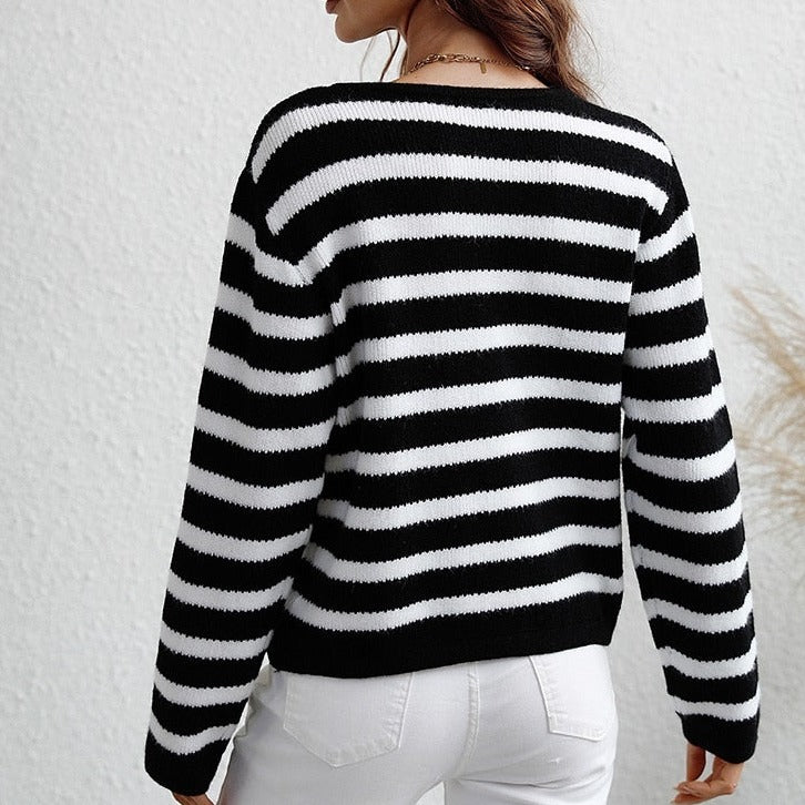 Haidie - Stribet Cashmere Cardigan til Dame | Ideel til afslappede dage