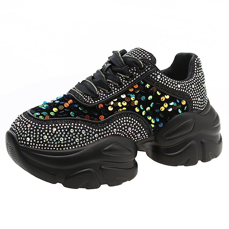 Maica - Farverige Chunky Trail Sneakers med Perler og Pailletter til Dame | Ideel til afslappede dage