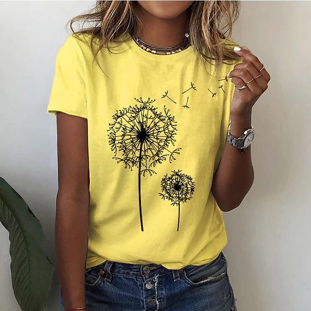 Klassisk Rund Hals T-shirt med Print til Dame | Ideel til sommer