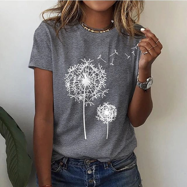 Klassisk Rund Hals T-shirt med Print til Dame | Ideel til sommer